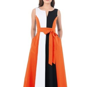 Rosita Colorblock Poplin Sash Tie Maxi Dress